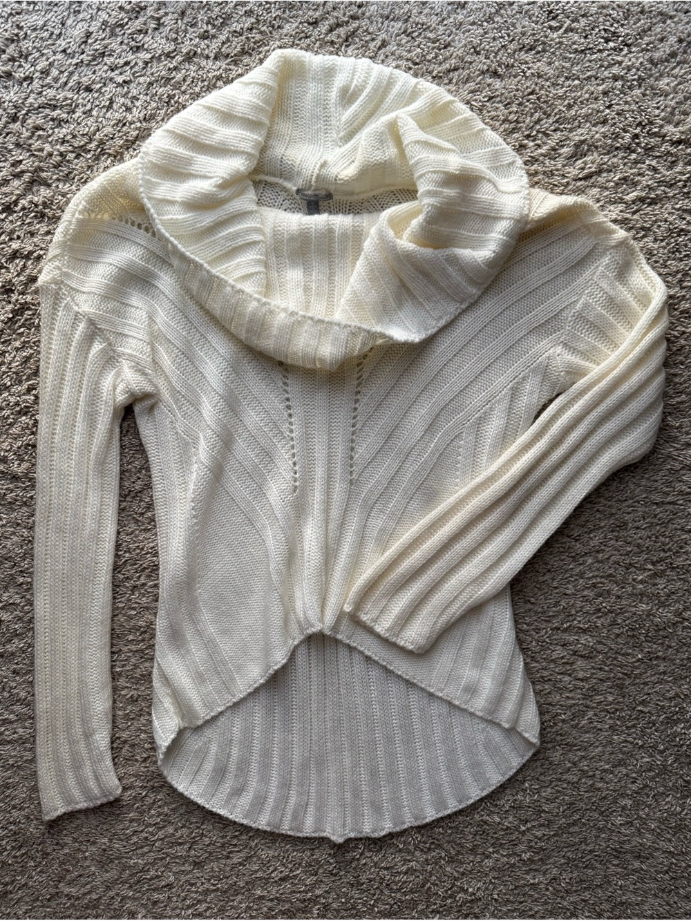 Charlotte Russe Ivory Cowl Neck High Low Sweater Size Small Made in USA